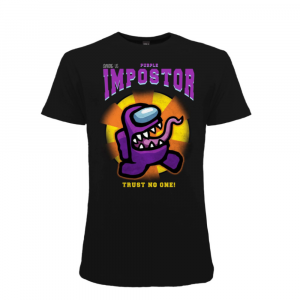 Maglietta nera Among Us - Purple Impostor a manica corta per uomo