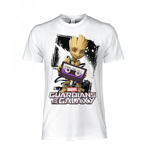 Maglietta bianca Groot Guardiani della Galassia a manica corta per uomo - Marvel