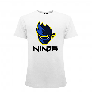 Maglietta bianca Ninja a manica corta con logo per uomo