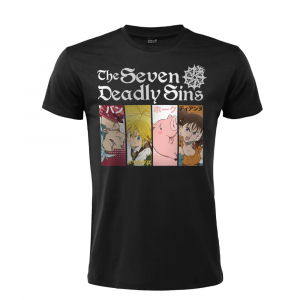 Maglietta nera con The Seven Deadly Sins a manica corta per uomo