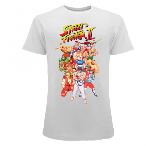 Maglietta bianca con Street Fighter 2 a manica corta per uomo