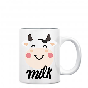 Tazza bianca Milk con mucca in ceramica con manico - Marpimar
