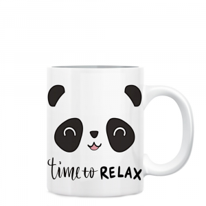 Tazza bianca Panda Time to relax in ceramica con manico - Marpimar