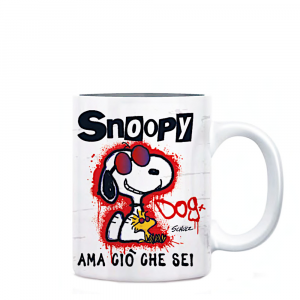 Tazza mug bianca Peanuts Snoopy Ama ciò che sei in ceramica - Marpimar