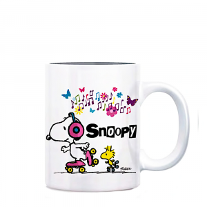 Tazza mug bianca Peanuts Snoopy sui pattini in ceramica - Marpimar