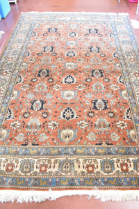 Carpet Iraniano 312x212 Cm Brown Light Blue Beige Fantasy Animals (defect)