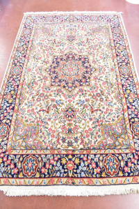 Wool Carpet 237x150 Cm Blue Beige Light Blue Fantasy Floral (defect)