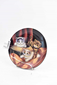 Untertasse Sammlerstück Kunst Galley Porzellan Mit Katzen 15 Cm