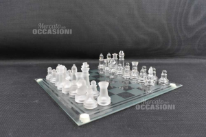 Glass Checkboard With Pawns 25x25 Cm
