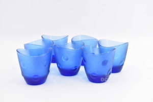 7 Shot Glasses Blue Effect Bubbles 7cm Height