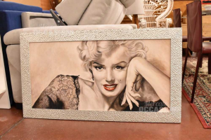 Painting Print Marylin Monroe With Frame Silver 64x115 Cm