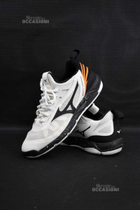 Schuhe Mann Mizuno Welle Leuchtend Größe 42 Weiß Schwarz Orange