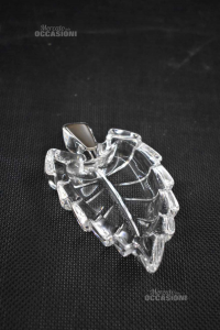 Glass Leaf With Stem In Silver 800 11 Cm
