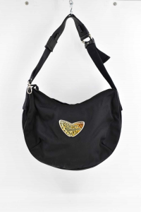 Handbag By Shoulder Fabric Roberto Horses Model Freedom Black By Half Moon 30x20 Cm