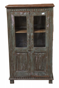 Vetrinetta originale antica fine '800 con 2 ante in legno di teak #RB3