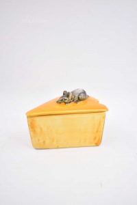 Cheese Bowl Shape Of Piece Of Ceramic Cheese With Mouse 14x11 Cm