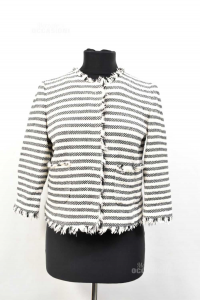 Jacket Woman Emme By Marella Size.40 White Black Lines