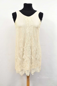 Dress Lace Woman White Twin Set Size.s