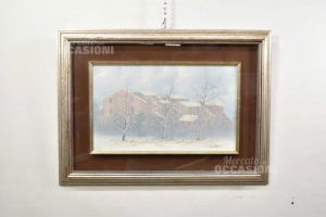 Gemälde Lackiert Landschaft Winter Autor Dardari Geben Rahmen Argentata74x54 Cm