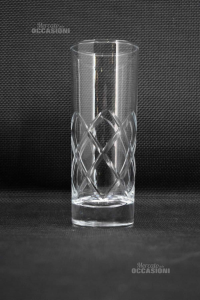 4 Bicchieri In Vetro Con Triangoli H 18 Cm