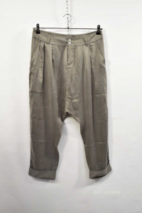 Pants Woman Stefanel Size 40 Grey 100% Silk