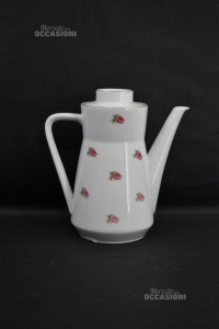 Teapot Coffee Maker Bavaria Ceramic White Roses H 22,5 Cm Approx
