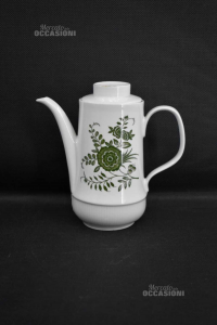 Teekanne Kaffeemaschine Kahla Keramik Weiß Fantasie Blume Grün H 22 Cm