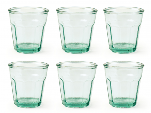 H&H Set 6 bicchieri Casual in vetro riciclato cl 22