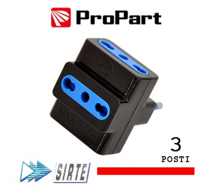 ADATTATORE PROPART PES1026-BKP 3 pos bipasso spina16A nero
