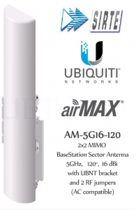 ANTENNA UBIQUITI AM-5G16-120 AirMax Mini Sector Antenna - 5GHz, 16 dBi, 120-deg, Dual-Pol