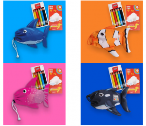 Tinta Unita Kids Bustina a forma di pesce con all'interno matitone 3 in 1 