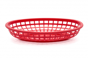 Cestino pane ovale traforato colore rosso in plastica